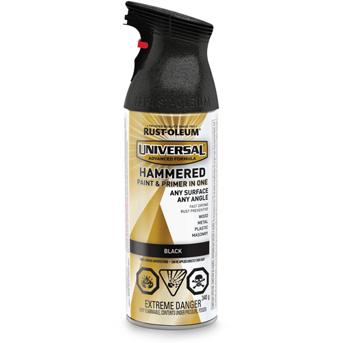 Universal&reg; Paint & Primer In One Spray Paint, Black, Hammered, Aerosol Can D. Morneault & Fils