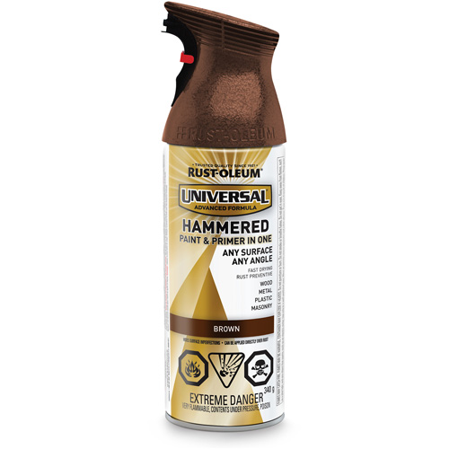 Universal&reg; Paint & Primer In One Spray Paint, Brown, Hammered, Aerosol Can D. Morneault & Fils