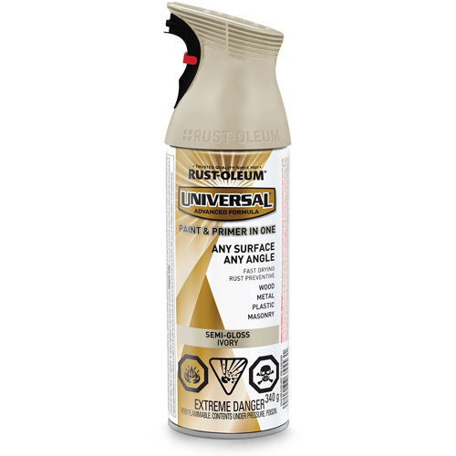 Universal&reg; Enamel Paint & Primer In One, Ivory White, Semi-Gloss, Aerosol Can D. Morneault & Fils