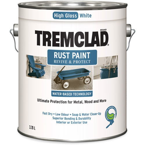Tremclad&reg; Water-Based Rust Paint, 3.78 L, Gallon, White D. Morneault & Fils