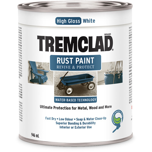 Tremclad&reg; Water-Based Rust Paint, 946 ml, Can, White D. Morneault & Fils