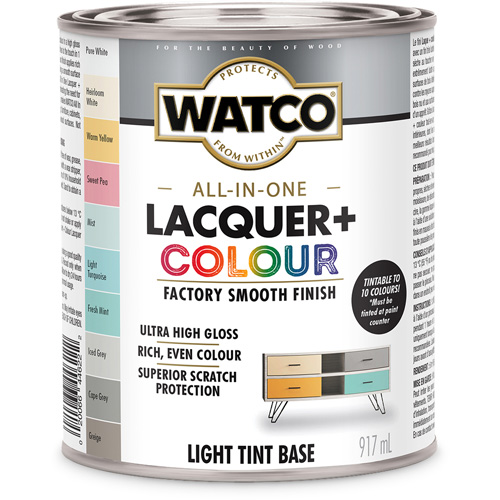 Composant de base clair pour finition laqu&eacute;e + couleur tout-en-un Watco, 946 ml, Base &agrave; ton clair, Tr&egrave;s brillant D. Morneault & Fils