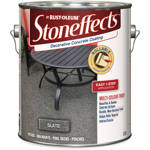 Stoneffects Decorative Concrete Coating, 3.4 L, Solvent-Based, Textured, Grey D. Morneault & Fils