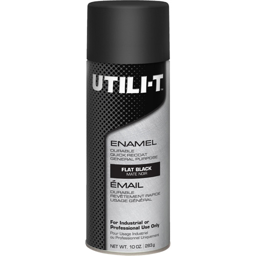 UTILI-T General Purpose Enamel Spray Paint, Black, Flat, 10 oz./283 g, Aerosol Can D. Morneault & Fils