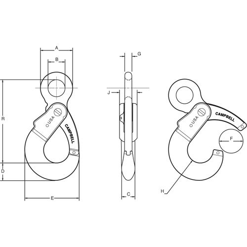 Alloy Steel Eye-Type Self-Locking Hooks D. Morneault & Fils