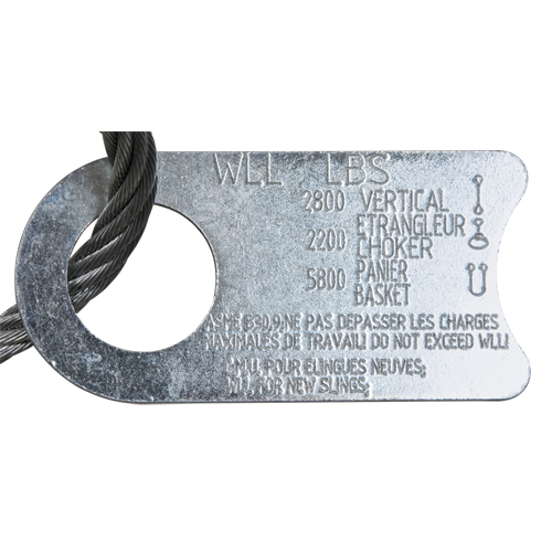 &eacute;lingue de levage &agrave; c&acirc;ble m&eacute;tallique - deux boucles, galvanis&eacute; D. Morneault & Fils