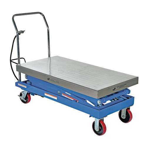 Pneumatic Hydraulic Scissor Lift Table, Steel, 47-1/4" L x 24" W, 1500 lbs. Cap. D. Morneault & Fils