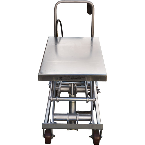 Pneumatic Hydraulic Scissor Lift Table, Stainless Steel, 35-1/2" L x 20" W, 800 lbs. Cap. D. Morneault & Fils