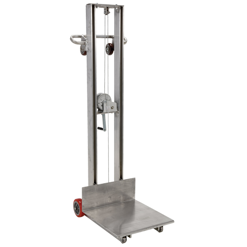 Platform Lift Stacker, Hand Winch Operated, 400 lbs. Capacity, 58" Max Lift D. Morneault & Fils
