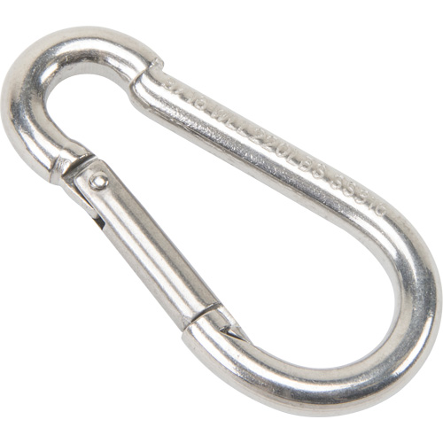 Stainless Steel Snap Hook, 220 lbs (0.11 tons) Working Load Limit, 3/16" Size, 5/16" Eye D. Morneault & Fils