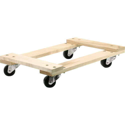 Wood Dollies - Medium-Duty, Polyolefin Wheels, 900 lbs. Capacity, 18" W x 24" D x 7" H D. Morneault & Fils
