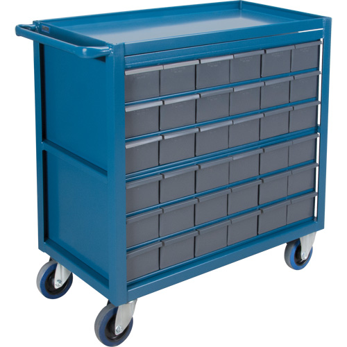 Drawer Shelf Cart, 1200 lbs. Capacity, Steel, 18" x W, 35" x H, 36" D, Rubber Wheels, All-Welded, 36 Drawers D. Morneault & Fils