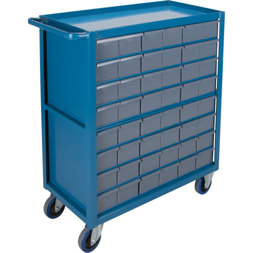 Chariot &agrave; tablette avec tiroir, 1200 lb Capacit&eacute;, Acier, 18" x la, 35" x ha, 36" p, Roues en Caoutchouc, Enti&egrave;rement soud&eacute;, 48 tirroirs D. Morneault & Fils