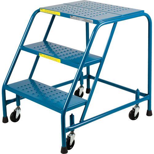 CSA-Certified Rolling Step Ladder, 3 Steps, 22" Step Width, 28" Platform Height, Steel D. Morneault & Fils