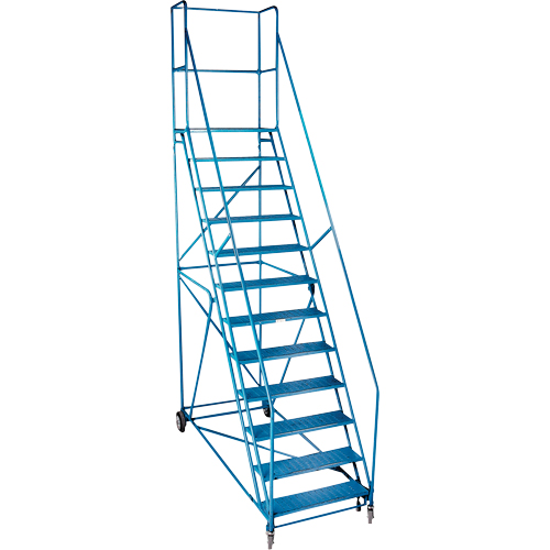 CSA-Certified Rolling Step Ladder with Locking Step, 12 Steps, 30" Step Width, 109" Platform Height, Steel D. Morneault & Fils