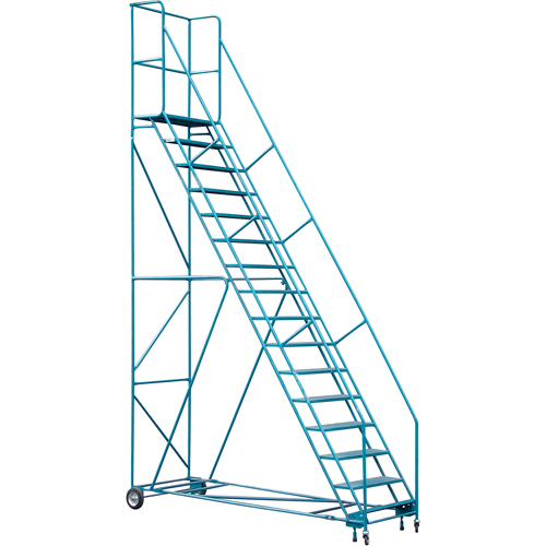 Escabeau roulant certifi&eacute; par la CSA avec pied verrouillable, 16 marches, Largeur de la marche 30", Hauteur de la plateforme 144", Acier D. Morneault & Fils