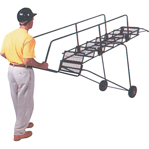 Fold-N-Store Rolling Ladders, 6 Steps, Perforated, 60" High D. Morneault & Fils