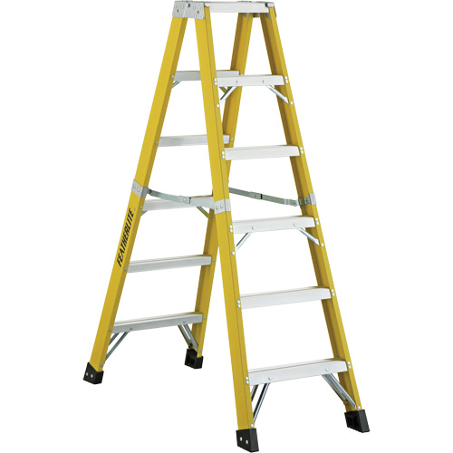6600 Series Industrial Heavy-Duty 2-Way Stepladders, Fibreglass, 300 lbs. Capacity, 6' D. Morneault & Fils