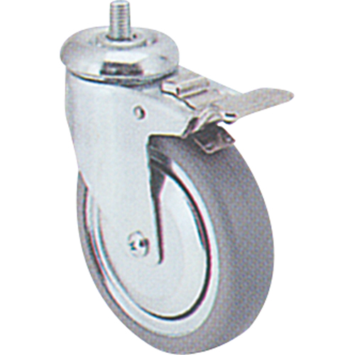 Zinc Plated Caster, Swivel with Brake, 4" (102 mm) Dia., 200 lbs. (91 kg.) Capacity D. Morneault & Fils