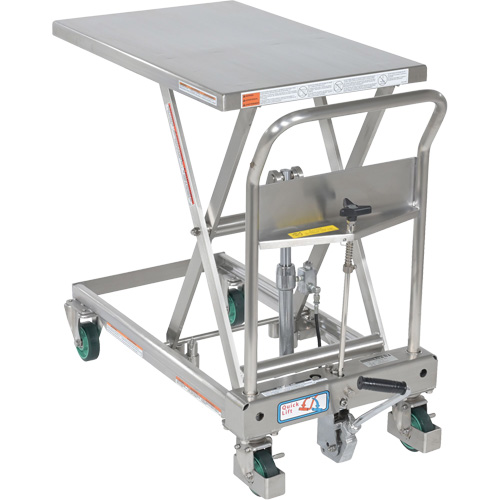Hydraulic Scissor Lift Table, 31-1/2" L x 19-1/2" W, Stainless Steel, 550 lbs. Capacity D. Morneault & Fils