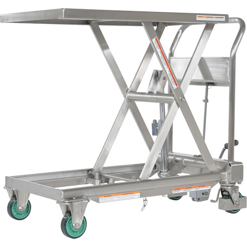 Hydraulic Scissor Lift Table, 31-1/2" L x 19-1/2" W, Stainless Steel, 550 lbs. Capacity D. Morneault & Fils