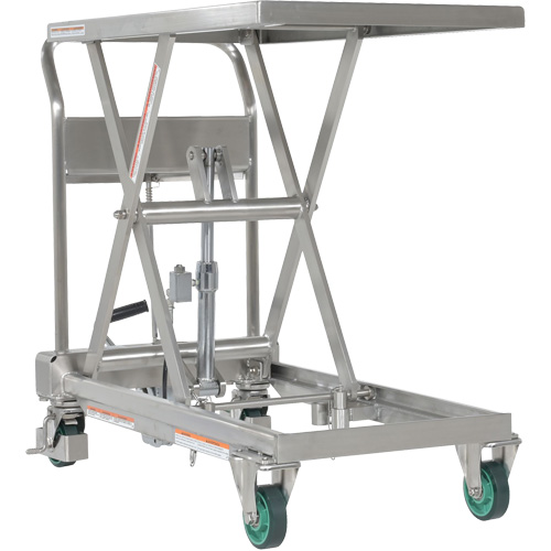 Hydraulic Scissor Lift Table, 31-1/2" L x 19-1/2" W, Stainless Steel, 550 lbs. Capacity D. Morneault & Fils