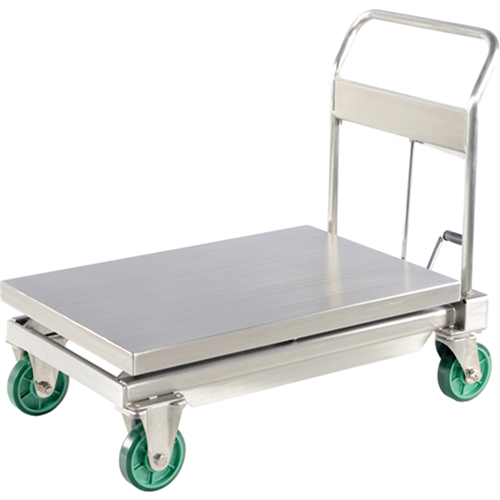 Hydraulic Scissor Lift Table, 35-1/2" L x 19-3/4" W, Stainless Steel, 1100 lbs. Capacity D. Morneault & Fils