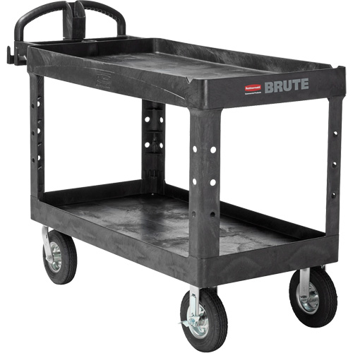 Chariot utilitaire robuste, 2 tiers, 25-1/4" x 33-1/4" x 55", Capacit&eacute; 750 lb D. Morneault & Fils