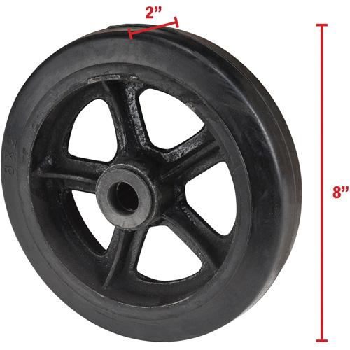 Roue en caoutchouc moul&eacute;, 8" (203 mm) dia. x 2" (51 mm) la, Capacit&eacute; de 400 lb (181 kg) D. Morneault & Fils