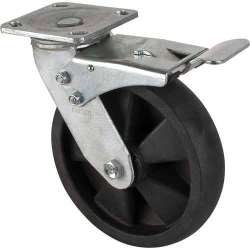 Roulettes haute temp&eacute;rature, Pivotant avec frein, 8" (203,2 mm), Nylon, 1000 lb (453 kg) D. Morneault & Fils