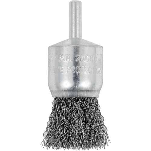 Brosse coupelle sertie mont&eacute;e sur tige, 1", Fils 0,012", Tige 1/4" D. Morneault & Fils