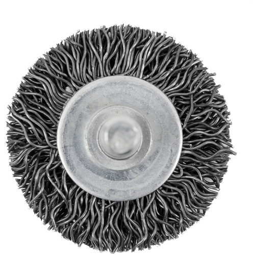 126 Shaft Mounted Crimped Radial Brush, 1-1/2", 0.02" Fill, 1/4" Shank D. Morneault & Fils