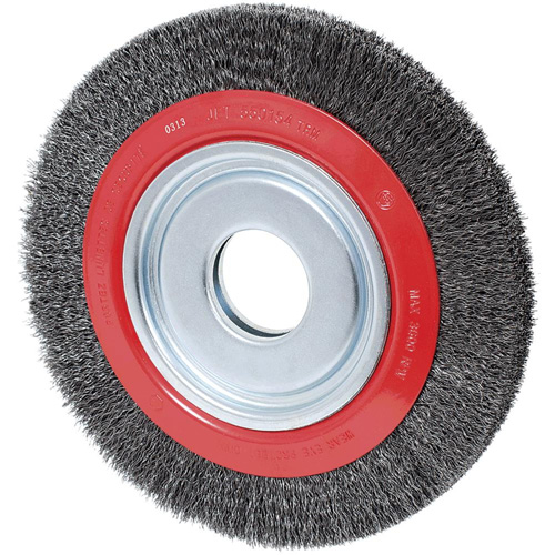 Crimped Wire Wheel, 8" Dia., 0.007" Fill, 1/2"/2"/5/8" Arbor D. Morneault & Fils