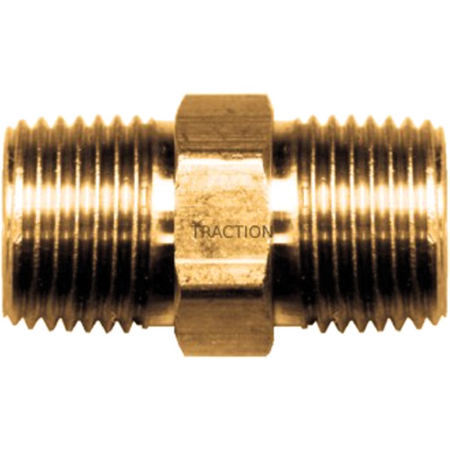 Hex Nipple, Brass, 3/8" x 1/4", NPT x NPT D. Morneault & Fils