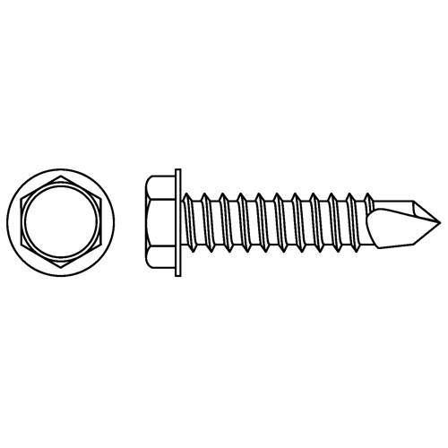 Self Drill Hex Washer Head Screws, #10 x 5/8" L, Zinc Plated D. Morneault & Fils