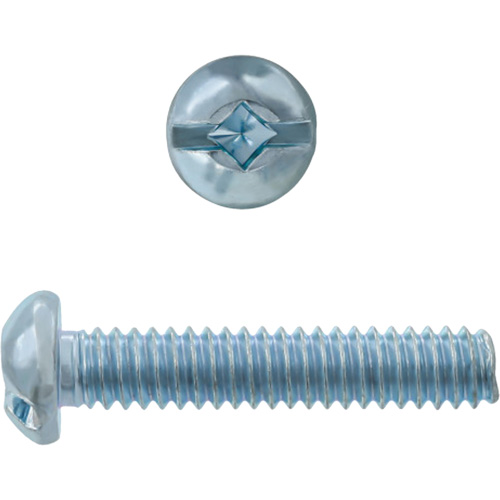 Round Square/Slot HD Machine Screws, #6 x 3" L, Zinc Plated D. Morneault & Fils