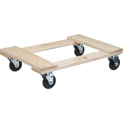 Hardwood Dolly, Polyolefin Wheels, 900 lbs. Capacity, 18" W x 24" D x 7" H D. Morneault & Fils