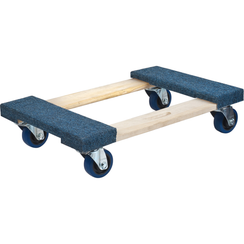 Carpeted Ends Hardwood Dolly, Wood Frame, 18" W x 24" L, 1400 lbs. Capacity D. Morneault & Fils