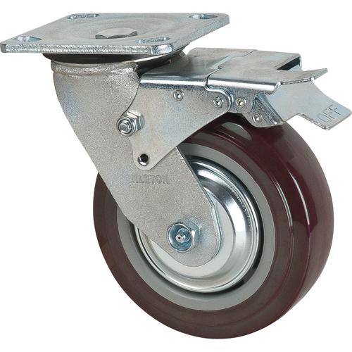 Caster, Swivel with Brake, 6" (152.4 mm), Polyurethane, 850 lbs. (385 kg.) D. Morneault & Fils