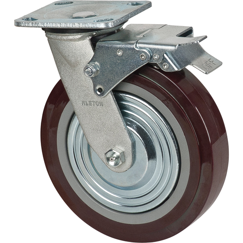 Roulette, Pivotant avec frein, 8" (203,2 mm), Polyur&eacute;thane, 1000 lb (453,6 kg) D. Morneault & Fils