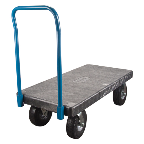Plastic Platform Truck, 48" L x 24" W, 1200 lbs. Cap., Pneumatic Wheels D. Morneault & Fils