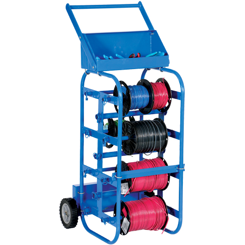Portable Wire Reel Caddy, Steel, 11 Rod, 19-1/2" W x 43-1/4" H x 17-1/2" D, 150 lbs. Capacity D. Morneault & Fils