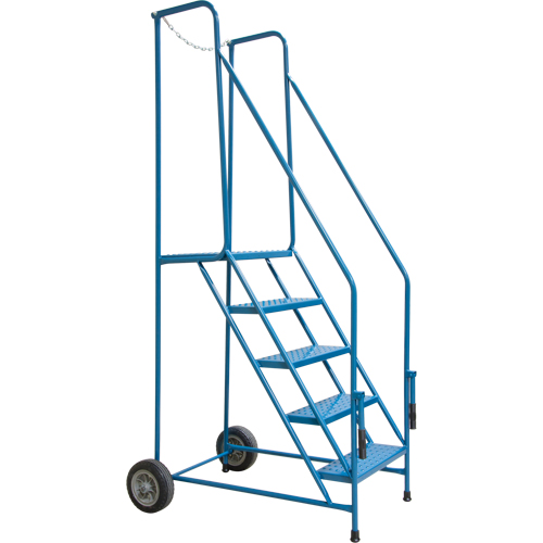 Trailer Access Rolling Ladder with Rails, 4 Steps, 22" Step Width, 37" Platform Height, Steel D. Morneault & Fils