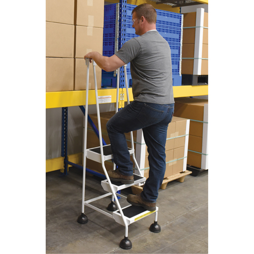 Stop-Step Ladders, 3 Steps, 16" Step Width, 28-11/16" Platform Height, Steel D. Morneault & Fils