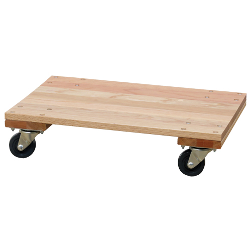 Solid Platform Wood Dolly, Rubber Wheels, 900 lbs. Capacity, 16" W x 24" D x 6" H D. Morneault & Fils