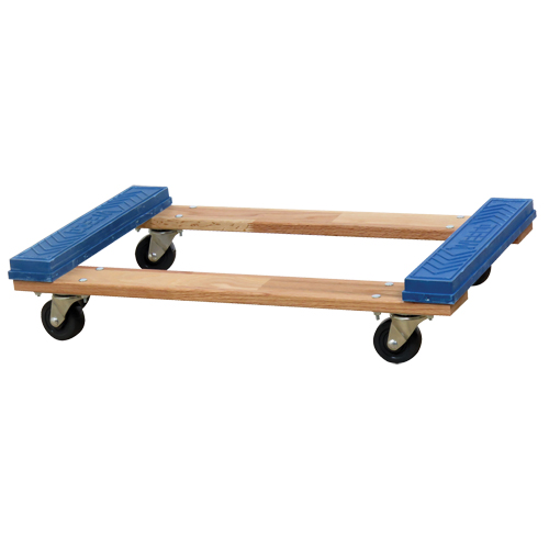 Open Deck Rubber Ends Dolly, Wood Frame, 18" W x 30" D x 6" H, 900 lbs. Capacity D. Morneault & Fils