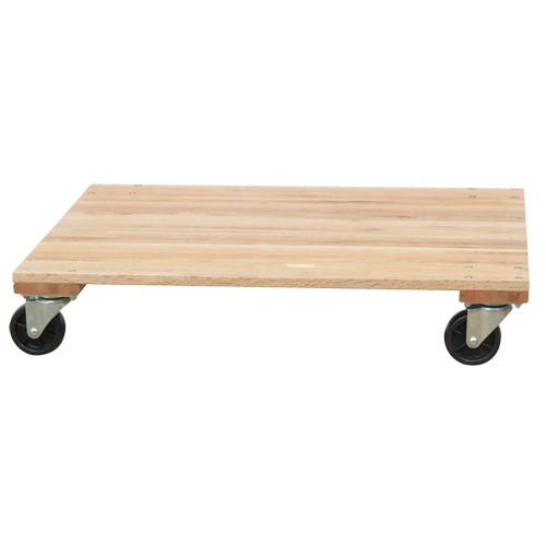 Socle roulant &agrave; plateforme en bois solide, Roues en Caoutchouc, Capacit&eacute; de 1200 lb, 18" la x 30" p x 7" h D. Morneault & Fils