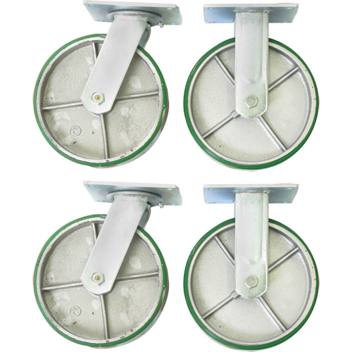 Jeu de roulettes de 8" pour chariots &agrave; plateforme D. Morneault & Fils