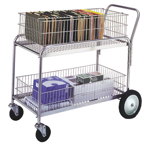 Chariot de bureau en treillis m&eacute;tallique pour le courrier, 250 lb Capacit&eacute;, Chrome, 23-3/4" p x 43" la x 38-1/2" h, Chrom&eacute; D. Morneault & Fils