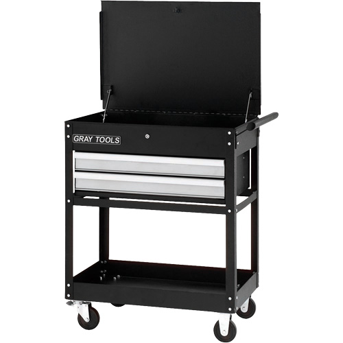 Utility Cart, 2 Drawers, 30-1/4" L x 19" W x 35-3/4" H, Black D. Morneault & Fils